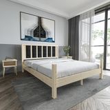 Renazzo Mobilya Orion Model 200x200 cm Siyah Renk Puflu Başlıklı Vernikli Çam Ahşap Karyola