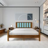 Renazzo Mobilya Orion Model 90x200 cm Cam Göbeği Puflu Başlıklı Ceviz Renk Çam Ahşap Karyola
