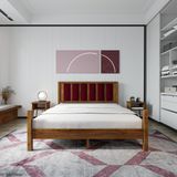 Renazzo Mobilya Orion Model Bordo Puflu Başlıklı 180x200 cm Ceviz Çam Ahşap Karyola