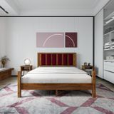 Renazzo Mobilya Orion Model Bordo Puflu Başlıklı 90x190 cm Ceviz Çam Ahşap Karyola