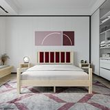 Renazzo Mobilya Orion Model Bordo Puflu Başlıklı 90x190 cm Doğal Çam Ahşap Karyola