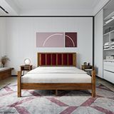 Renazzo Mobilya Orion Model Bordo Puflu Başlıklı 90x200 cm Ceviz Çam Ahşap Karyola
