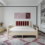 Renazzo Mobilya Orion Model Bordo Puflu Başlıklı 90x200 cm Doğal Çam Ahşap Karyola