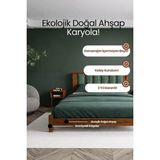 Renazzo Mobilya Orion Model Çağla Yeşili Puf Başlıklı Masif Ahşap Karyola Kolay Kurulum Fırınlanmış Ithal Sibirya Çamı 140X190 Yatak Uyumlu - Ceviz - 140 x 190 cm
