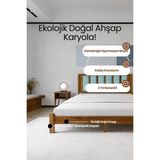 Renazzo Mobilya Orion Model Cam Göbeği Puf Başlıklı Masif Ahşap Karyola Kolay Kurulum Fırınlanmış Ithal Sibirya Çamı 100X200 Yatak Uyumlu - Ceviz - 100 x 200 cm