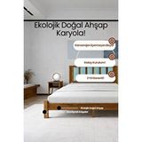 Renazzo Mobilya Orion Model Cam Göbeği Puf Başlıklı Masif Ahşap Karyola Kolay Kurulum Fırınlanmış İthal Sibirya Çamı 140x190 Yatak Uyumlu Ceviz