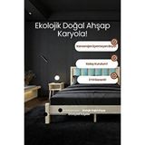 Renazzo Mobilya Orion Model Cam Göbeği Puf Başlıklı Masif Ahşap Karyola Kolay Kurulum Fırınlanmış İthal Sibirya Çamı 90x190 Yatak Uyumlu Vernikli