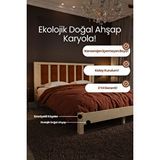Renazzo Mobilya Orion Model Kiremit Rengi Puf Başlıklı Masif Ahşap Karyola Kolay Kurulum Fırınlanmış İthal Sibirya Çamı 180x200 Yatak Uyumlu Doğal