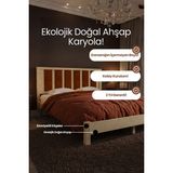Renazzo Mobilya Orion Model Kiremit Rengi Puf Başlıklı Masif Ahşap Karyola Kolay Kurulum Fırınlanmış Ithal Sibirya Çamı 200X200 Yatak Uyumlu - Vernikli - 200 x 200 cm