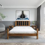 Renazzo Mobilya Orion Model Siyah Renk Puflu Başlıklı Ceviz Renk Çam Ahşap Karyola Ve İki Komodin Set 90x190 cm