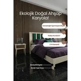 Renazzo Mobilya Orion Model Zümrüt Yeşili Puf Başlıklı Masif Ahşap Karyola Kolay Kurulum Fırınlanmış Ithal Sibirya Çamı 100X200 Yatak Uyumlu - Vernikli - 100 x 200 cm