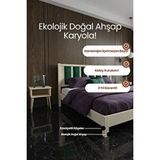 Renazzo Mobilya Orion Model Zümrüt Yeşili Puf Başlıklı Masif Ahşap Karyola Kolay Kurulum Fırınlanmış İthal Sibirya Çamı 120x200 Yatak Uyumlu Vernikli