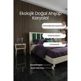 Renazzo Mobilya Orion Model Zümrüt Yeşili Puf Başlıklı Masif Ahşap Karyola Kolay Kurulum Fırınlanmış Ithal Sibirya Çamı 90X200 Yatak Uyumlu - Vernikli - 90 x 200 cm