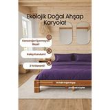 Renazzo Mobilya Soft Model Masif Ahşap Karyola Kolay Kurulum Fırınlanmış İthal Sibirya Çamı 160x200 Yatak Uyumlu Doğal