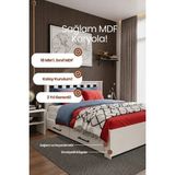 Renazzo Mobilya Stark 2 Çekmeceli Tek Kişilik Mdf Karyola - Beyaz - 90 x 200 cm