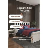 Renazzo Mobilya Stark Çift Kişilik MDF Karyola - Beyaz Renk - 120 x 200 cm
