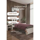 Renazzo Mobilya Stark Tek Kişilik Mdf Modern Karyola - 1. Sınıf 18 mm Mdf Genç Odası Karyolası - Beyaz - 100 x 200 cm