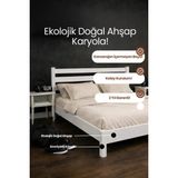 Renazzo Mobilya Urban Model Masif Ahşap Karyola Kolay Kurulum Fırınlanmış Ithal Sibirya Çamı 120X200 Yatak Uyumlu - Beyaz - 120 x 200 cm