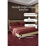 Renazzo Mobilya Urban Model Masif Ahşap Karyola Kolay Kurulum Fırınlanmış İthal Sibirya Çamı 150x200 Yatak Uyumlu Doğal