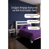 Renazzo Mobilya Urban Model Masif Ahşap Karyola ve 2 Adet Komodin Kolay Kurulum Fırınlanmış Ithal Sibirya Çamı 100X200 Yatak Uyumlu 2 Adet Komodin - Beyaz - 100 x 200 cm