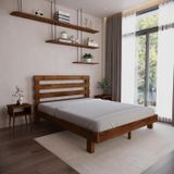 Renazzo Mobilya Urban New Model Ceviz Renk Çam Ahşap Karyola Ve İki Komodin Set 120x200 cm