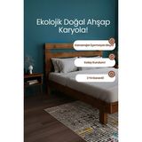 Renazzo Mobilya Urban New Model Masif Ahşap Karyola Kolay Kurulum Fırınlanmış Ithal Sibirya Çamı 120X200 Yatak Uyumlu - Ceviz - 120 x 200 cm