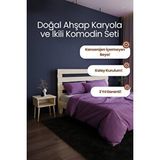 Renazzo Mobilya Urban New Model Masif Ahşap Karyola Ve 2 Adet Komodin Kolay Kurulum Fırınlanmış İthal Sibirya Çamı 140x200 Yatak Uyumlu 2 Adet Komodin Vernikli