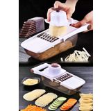 Rende Dilimleyici Hazneli 8 Bıçaklı Sebze Patates Rendeleme Mandolin Doğrayıcı Lüx Dicer Rende Seti