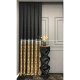 rendecioğlutekstil Fon Perde Pano Panel Fonluk Göbek Şerit Damask 90 x 260 Siyah-Gold