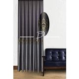 rendecioğlutekstil Fon Perde Pano Panel Fonluk Göbek Şerit Damask 90 x 270 Lacivert