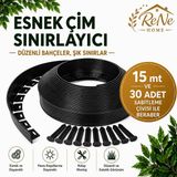 Rene Home Esnek Pvc Çim Ayırıcı Bahçe Peysaj Düzenleyici (15 Metre Siyah) Çim Sınırlayıcı Esnek Plastik Taş Toprak Ayraç Bariyer Peysaj Bordürü - 7 x 15