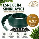 Rene Home Esnek Pvc Çim Ayırıcı Bahçe Peysaj Düzenleyici (15 Metre Yeşil) Çim Sınırlayıcı Esnek Plastik Taş Toprak Ayraç Bariyer Peysaj Bordürü - 7 x 15
