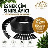 Rene Home Esnek Pvc Çim Ayırıcı Bahçe Peysaj Düzenleyici (25 Metre Siyah) Çim Sınırlayıcı Esnek Plastik Taş Toprak Ayraç Bariyer Peysaj Bordürü - 7 x 25