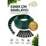 Rene Home Esnek Pvc Çim Ayırıcı Bahçe Peysaj Düzenleyici (25 Metre Yeşil) Çim Sınırlayıcı Esnek Plastik Taş Toprak Ayraç Bariyer Peysaj Bordürü - 7 x 25