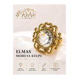 ReNe HOME Lüks Elmas Kristal Taşlı Mobilya Kulpu Altın Renk Dekoratif Dolap Çekmece Kulpu Tekli Vintage Şifonyer Gardırop Mutfak Banyo Kulpu