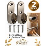 Rene Home Mobilya Oval Boru Metal Askı Flanşı (2 Adet)Dolap Içi Elbise Gardırop Askılık Borusu Aparatı Elemanı