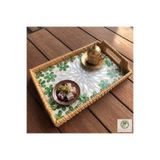 Renesse Home Wajid El Yapımı Kulplu Sedefli Rattan Tepsi – Sunum ve Dekoratif Servis Tepsisi (20x30cm)