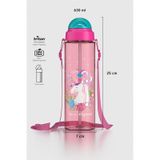 Renga Migo Desenli 630 Ml Askılı Pipetli Tritan Çocuk Matara 912143 Pembe Pembe