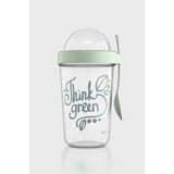 Renga Orbit 600 ml Think Green Desen Tritan Müsli ve Atıştırmalık Kabı 192009 Yeşil