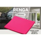 Renga Pembe Mikrofiber Cam Ayna Temizlik Bezi 40x40 cm İz Bırakmaz Mikro Baklava Desenli