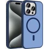 Rengareng İphone 15 Pro Kılıf M-Safe Şarj Özellikli Zore Babet Kapak - Mavi