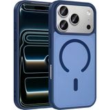 Rengareng İphone 17 Pro Max Kılıf M-Safe Şarj Özellikli Zore Babet Kapak - Mavi