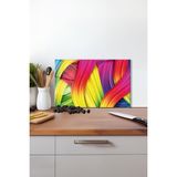 Rengarenk Soyut Cam Kesme Tahtası, Silikon Ayaklı, Isıya Kırılmaya Dayanıklı, Sunum Kesim Tablası - 23 x 35 cm