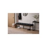 RENGİBİZ Metal Ayaklı Bench Puf 100x40 cm Siyah Kapitone Oturak Bank Çok Amaçlı Şık Tasarım