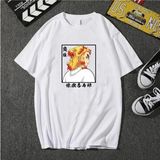 Rengoku Kyoujuro Demon Slayer Unisex Tişörtü - Beyaz