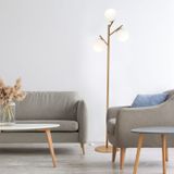 Renji 3lü Eskitme Boyalı Beyaz Camlı Modern Tasarım Metal Lambader