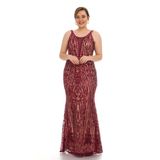 RENK 4638 YANI PENCERELİ PAYETLİ BALIK ELBİSE