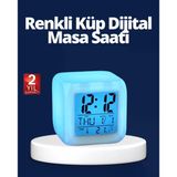 Renk Değiştiren Led Alarmlı Dijital Küp Masa Saati P198737s6447