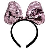 Renk Değiştiren Pullu Payetli Fiyonk Parti Tacı Pembe Gümüş Renk 20X16 Cm Mirsm0010k-Smr-D262-Pg