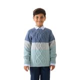 Renk Geçişli Erkek Çocuk Triko Kazak - Modern ve Rahat Tasarım 7-8 Yaş/Mavi